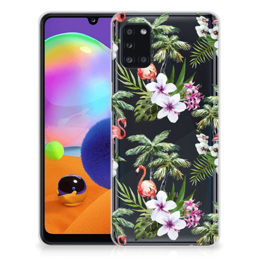 Samsung Galaxy A31 TPU Hoesje Flamingo Palms