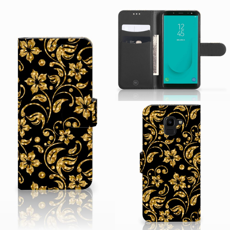 Samsung Galaxy J6 2018 Hoesje Gouden Bloemen