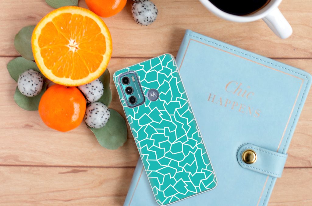 Motorola Moto G60 Hoesje maken Cracks Blue B2C Telecom