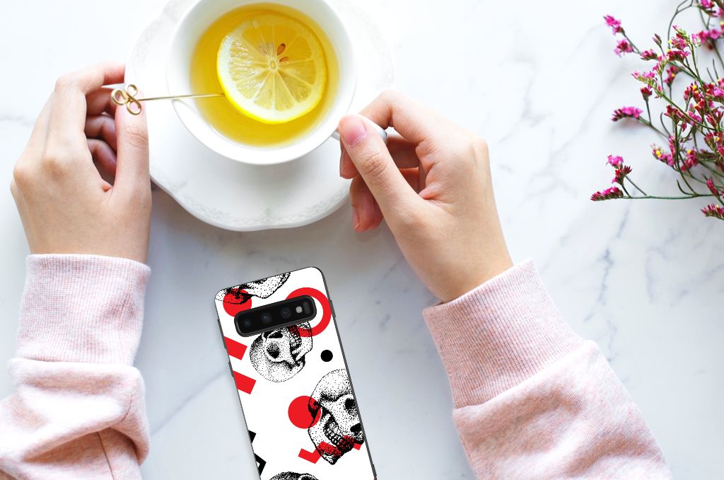 Mobiel Case Samsung Galaxy S10 Skull Red