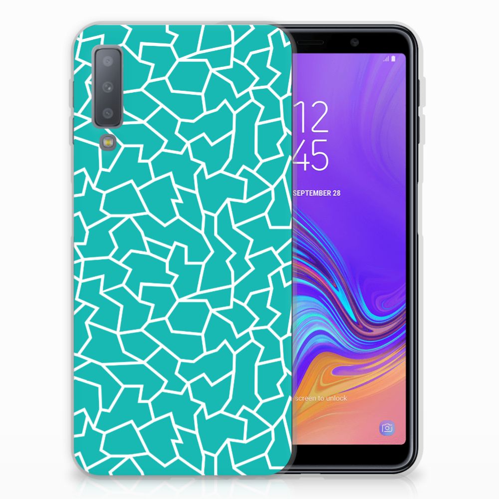 Samsung Galaxy A7 (2018) Hoesje maken Cracks Blue