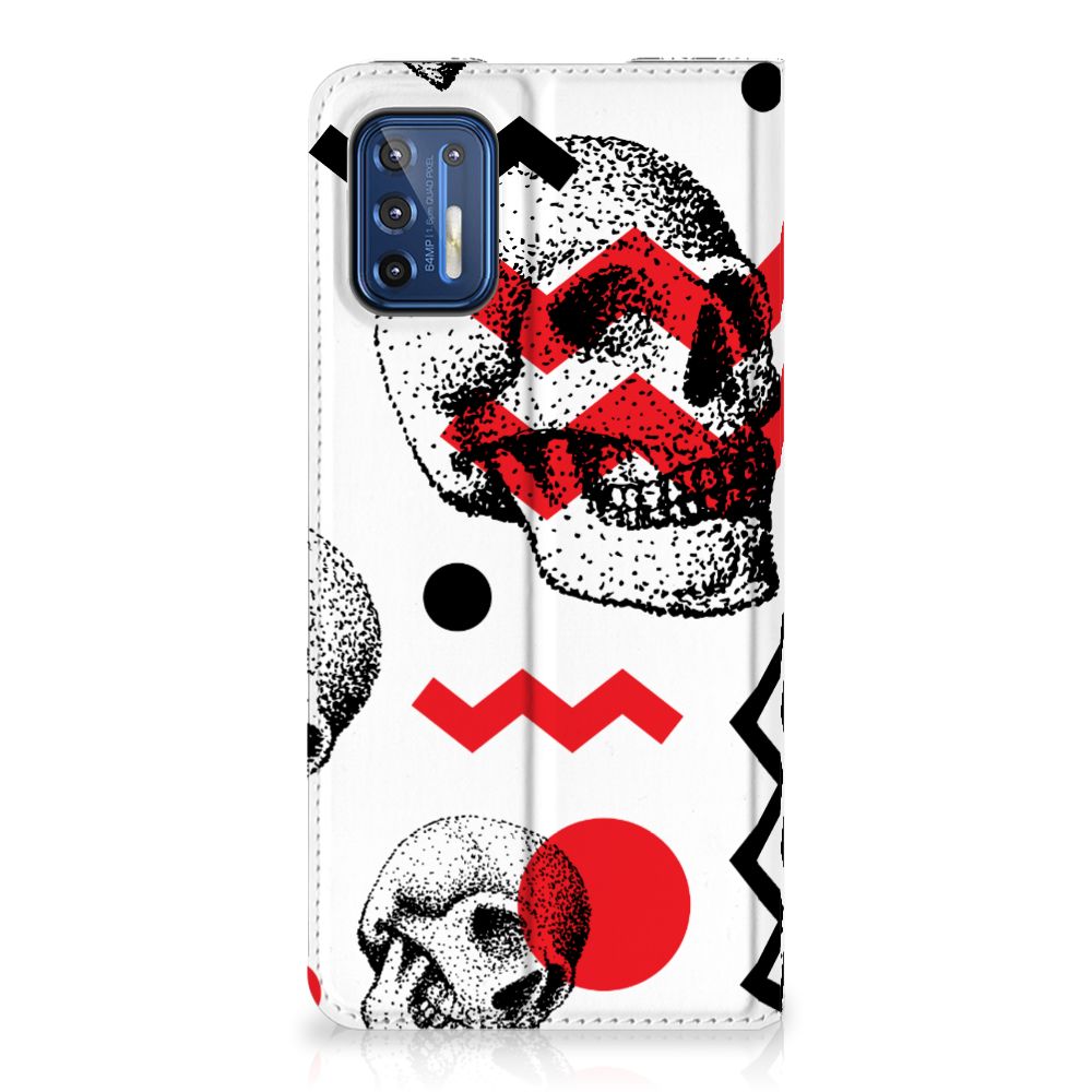 Mobiel BookCase Motorola Moto G9 Plus Skull Red - B2C Telecom