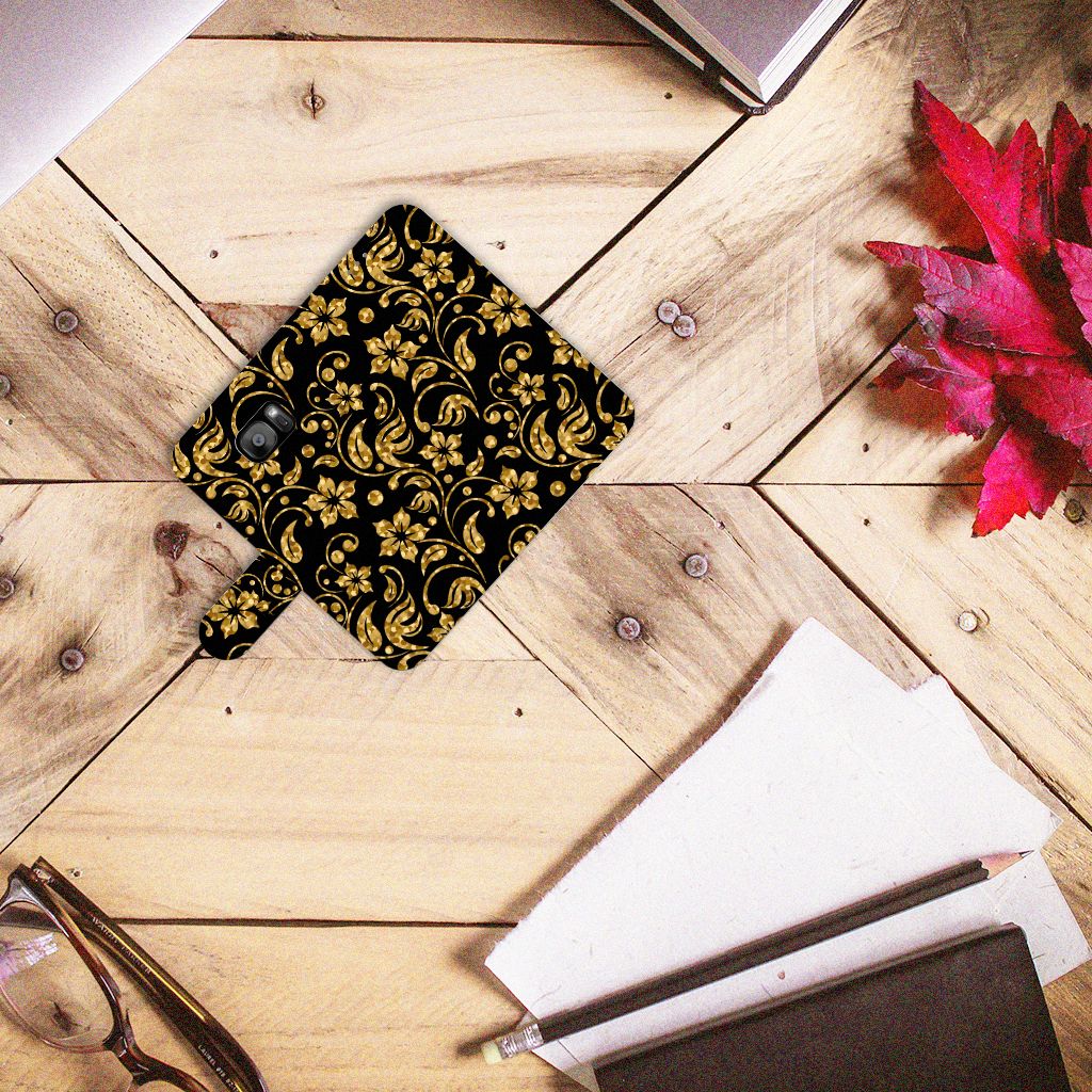 Samsung Galaxy S7 Edge Hoesje Gouden Bloemen