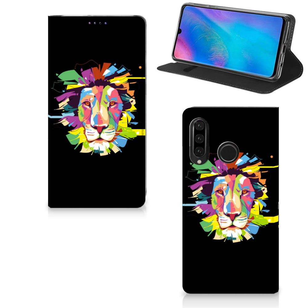 Huawei P30 Lite New Edition Magnet Case Lion Color