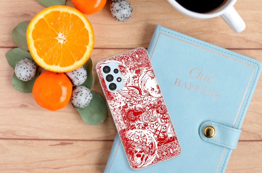 Silicone Back Case Samsung Galaxy A13 4G Angel Skull Rood B2C Telecom