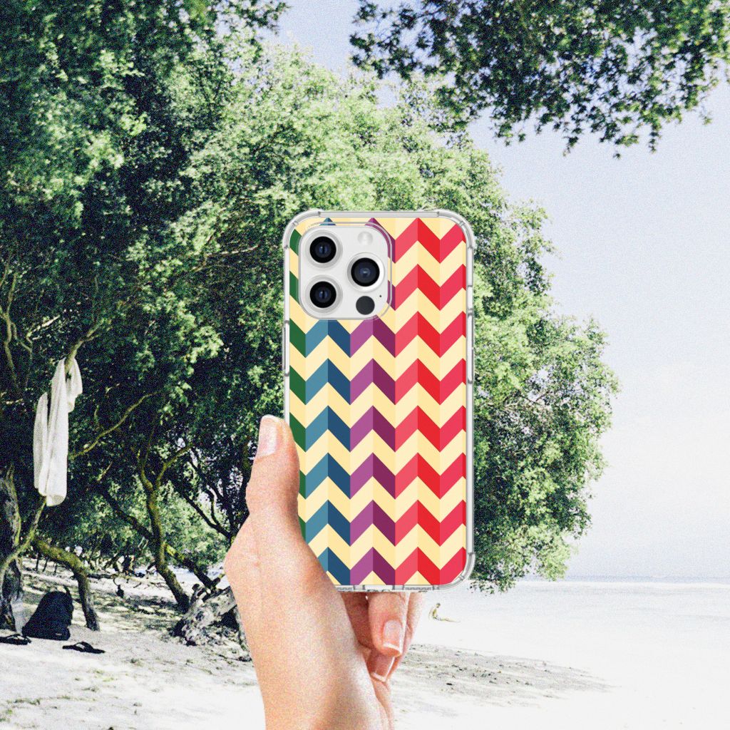 iPhone 13 Pro Max Doorzichtige Silicone Hoesje Zigzag Multi Color - B2C Telecom