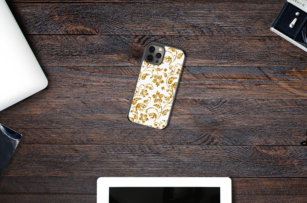 iPhone 12 Pro Max Skin Case Gouden Bloemen B2C Telecom