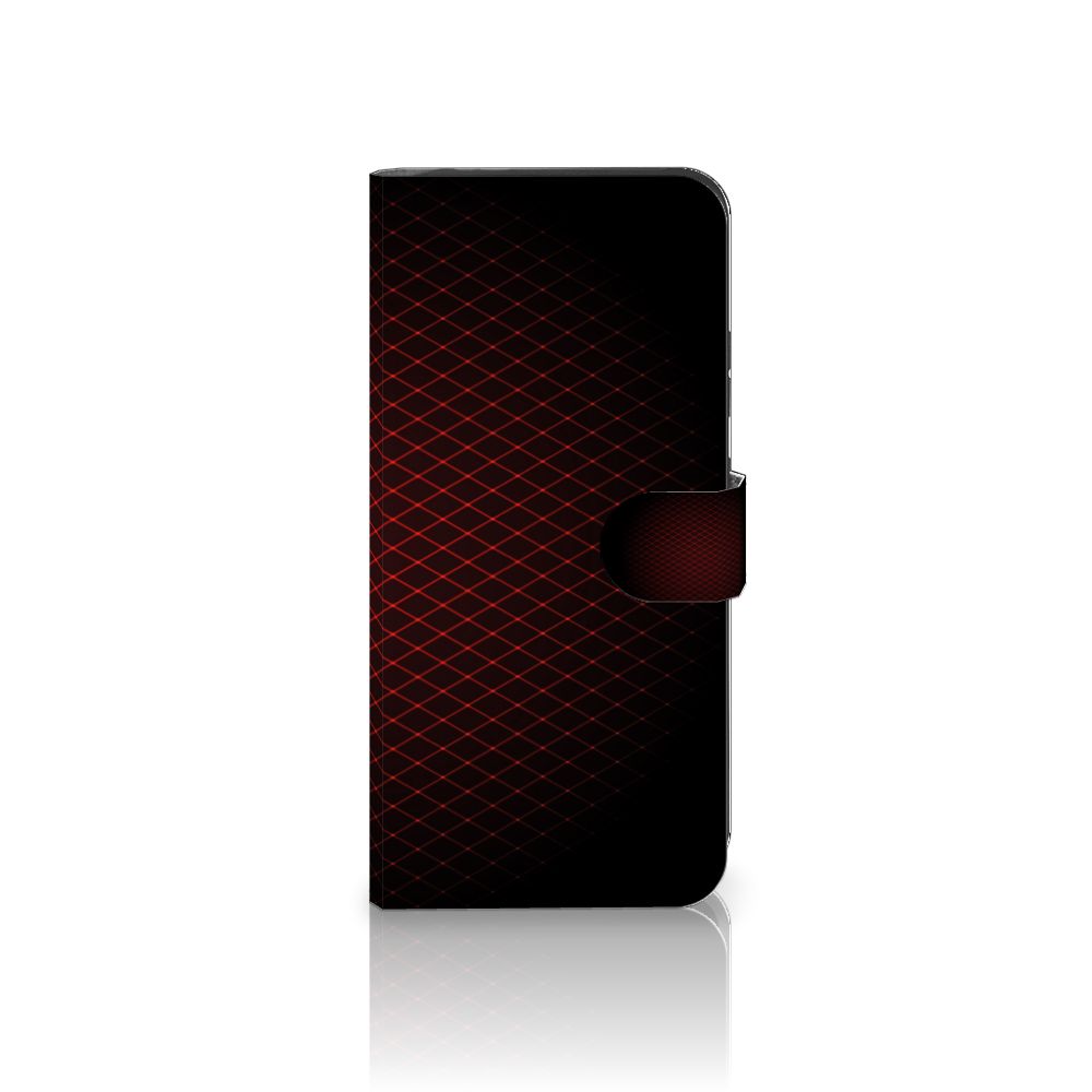 Samsung Galaxy Xcover 7 Telefoon Hoesje Geruit Rood met minimalistisch ontwerp en ruimte voor 3 pasjes.