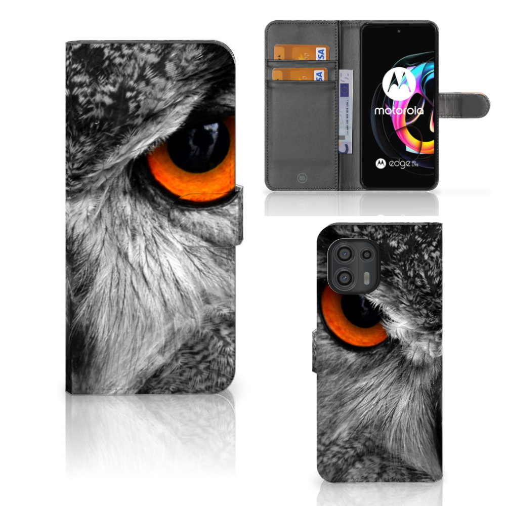 Motorola Edge 20 Lite Telefoonhoesje met Pasjes Uil