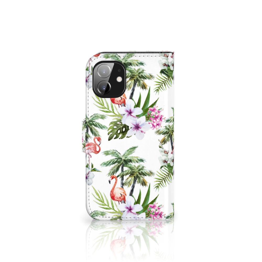 Apple iPhone 12 Mini Telefoonhoesje met Pasjes Flamingo Palms