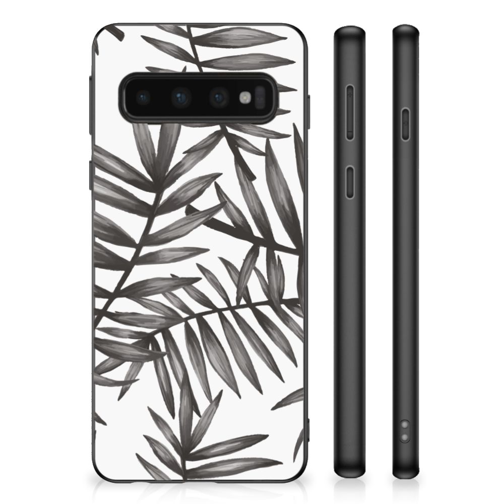 Samsung Galaxy S10 Skin Case Leaves Grey