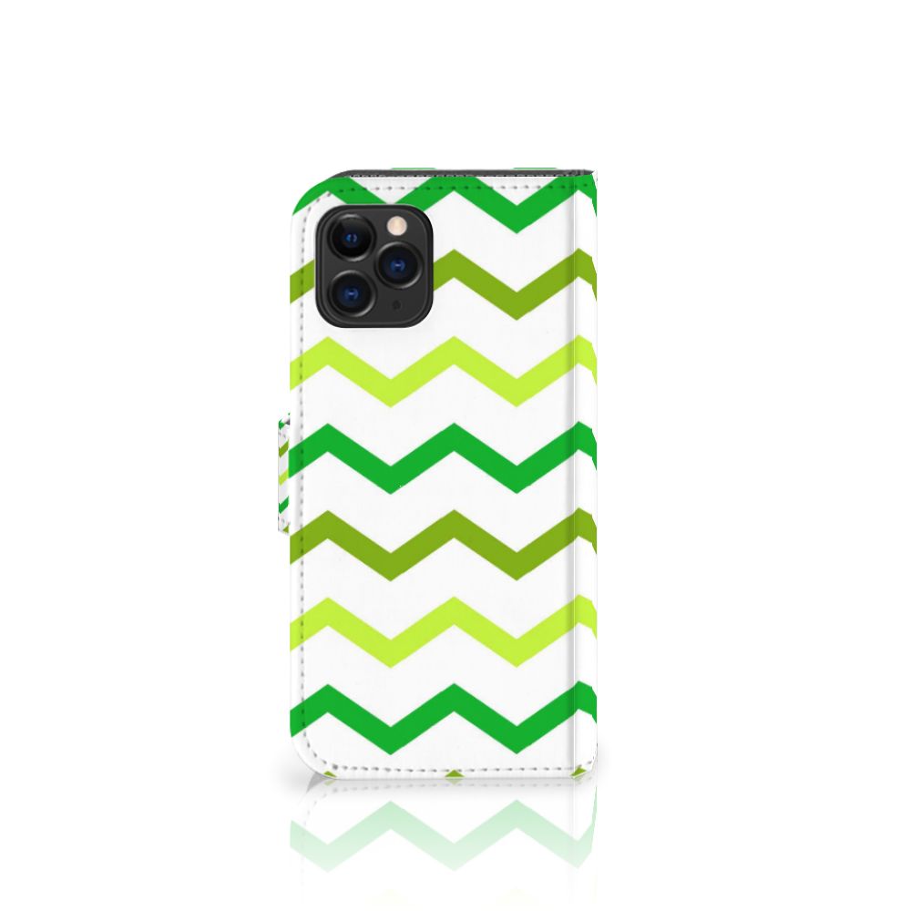 Apple iPhone 11 Pro Telefoon Hoesje Zigzag Groen