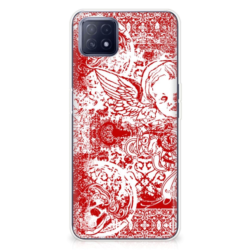 Silicone Back Case OPPO A53 5G | OPPO A73 5G Angel Skull Rood