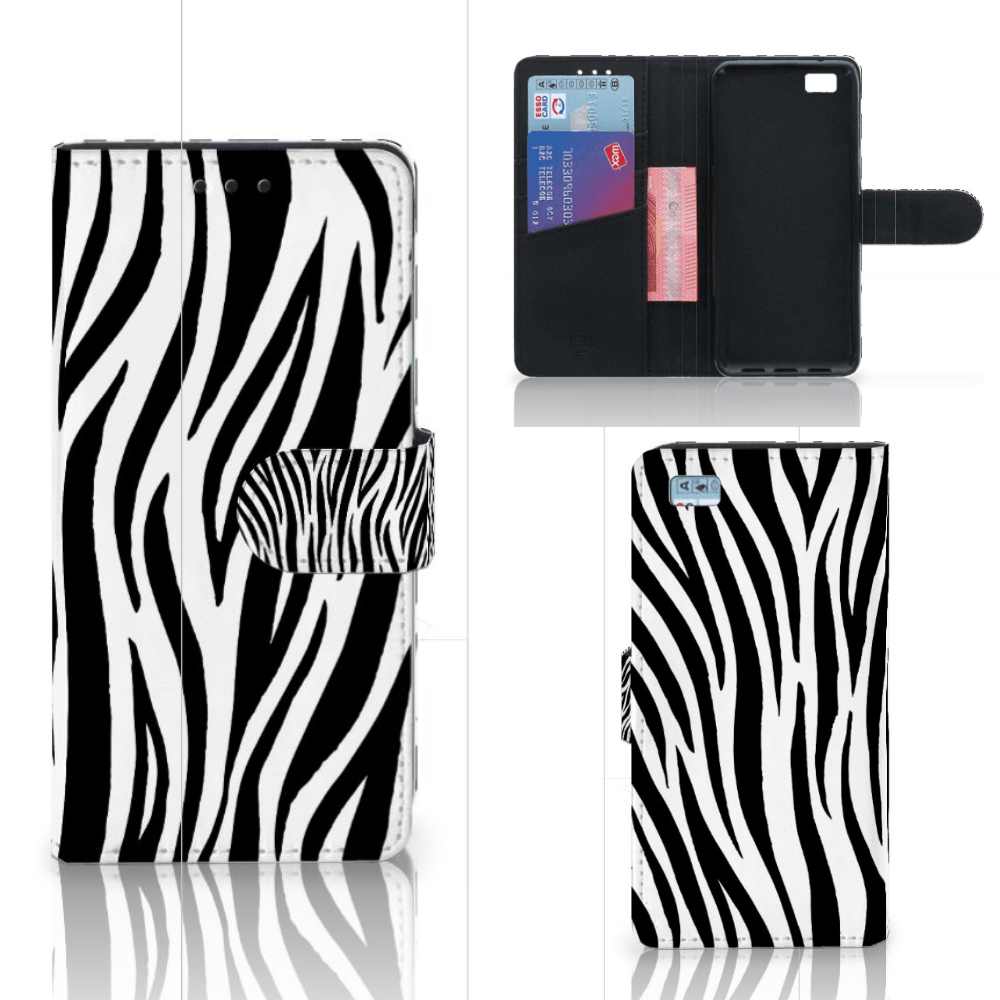 Huawei Ascend P8 Lite Telefoonhoesje met Pasjes Zebra
