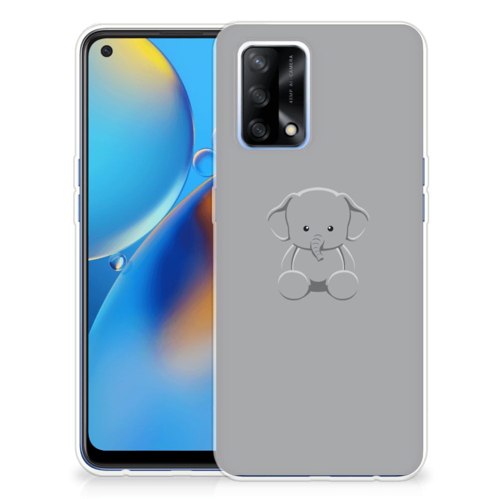 OPPO A74 4G Telefoonhoesje met Naam Grijs Baby Olifant B2C Telecom