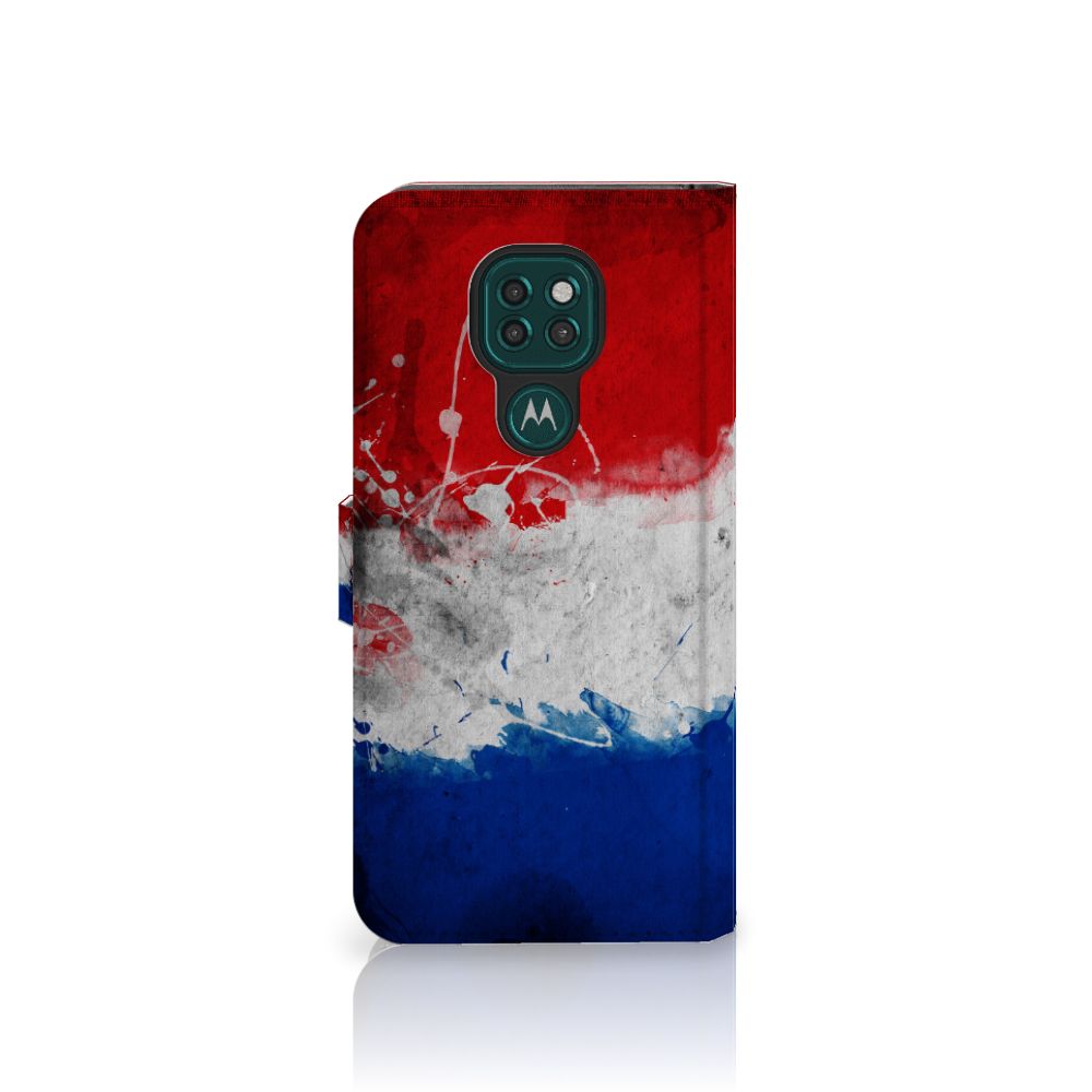 Motorola Moto G9 Play | E7 Plus Bookstyle Case Nederland met artistiek ontwerp van de Nederlandse vlag.