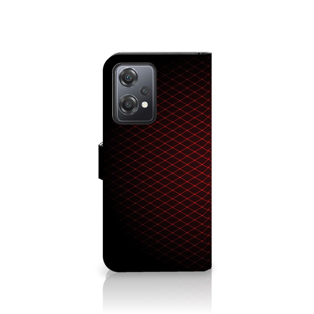 OnePlus Nord CE 2 Lite Telefoon Hoesje Geruit Rood met geometrisch ontwerp op zwarte achtergrond