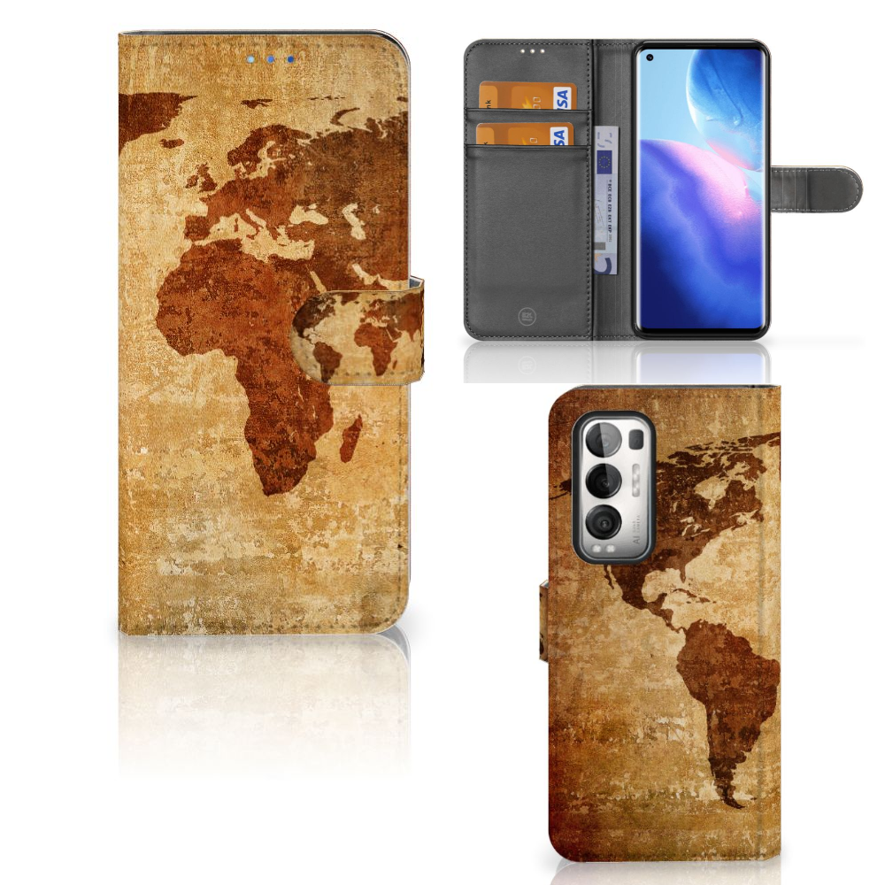 OPPO Find X3 Neo 5G Flip Cover Wereldkaart