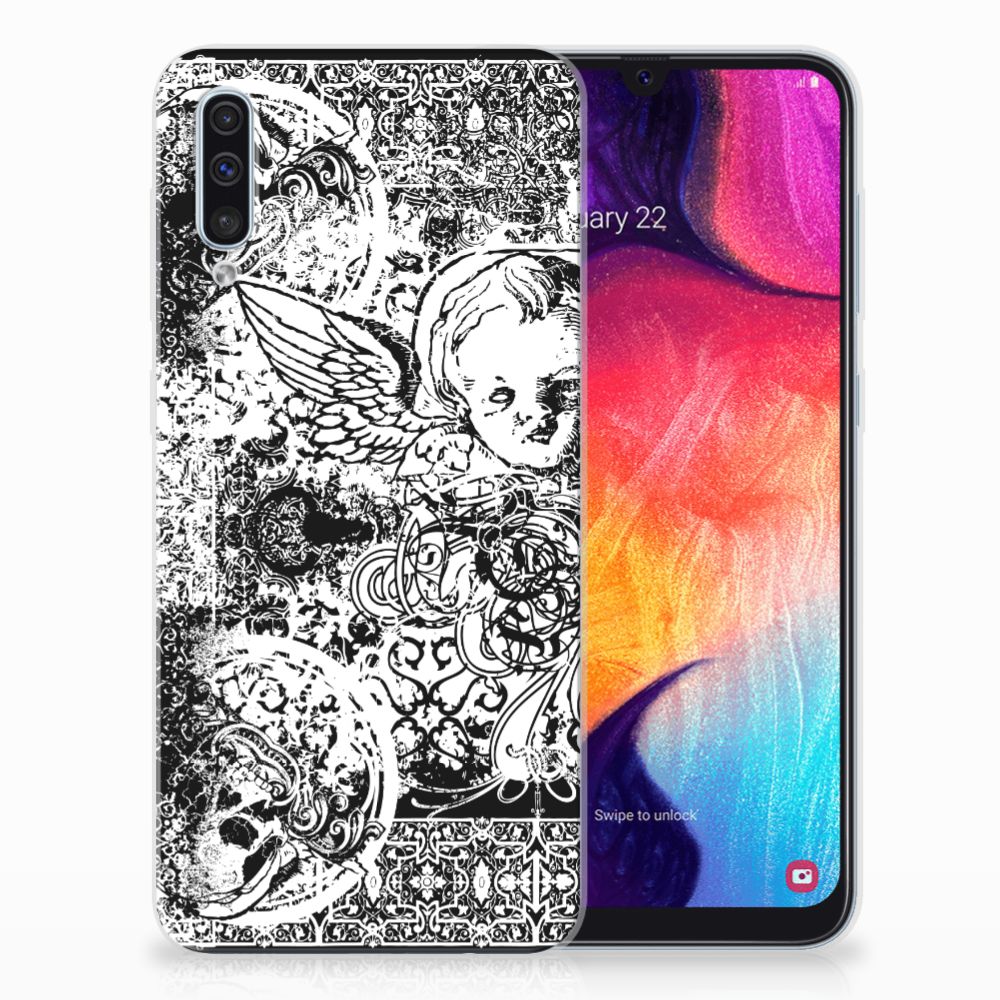 Silicone Back Case Samsung Galaxy A50 Skulls Angel