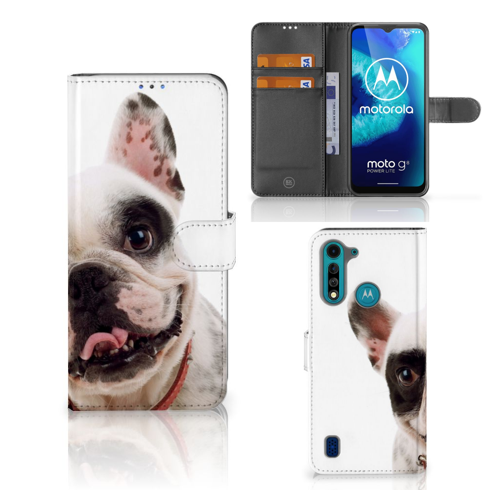 Motorola G8 Power Lite Telefoonhoesje met Pasjes Franse Bulldog