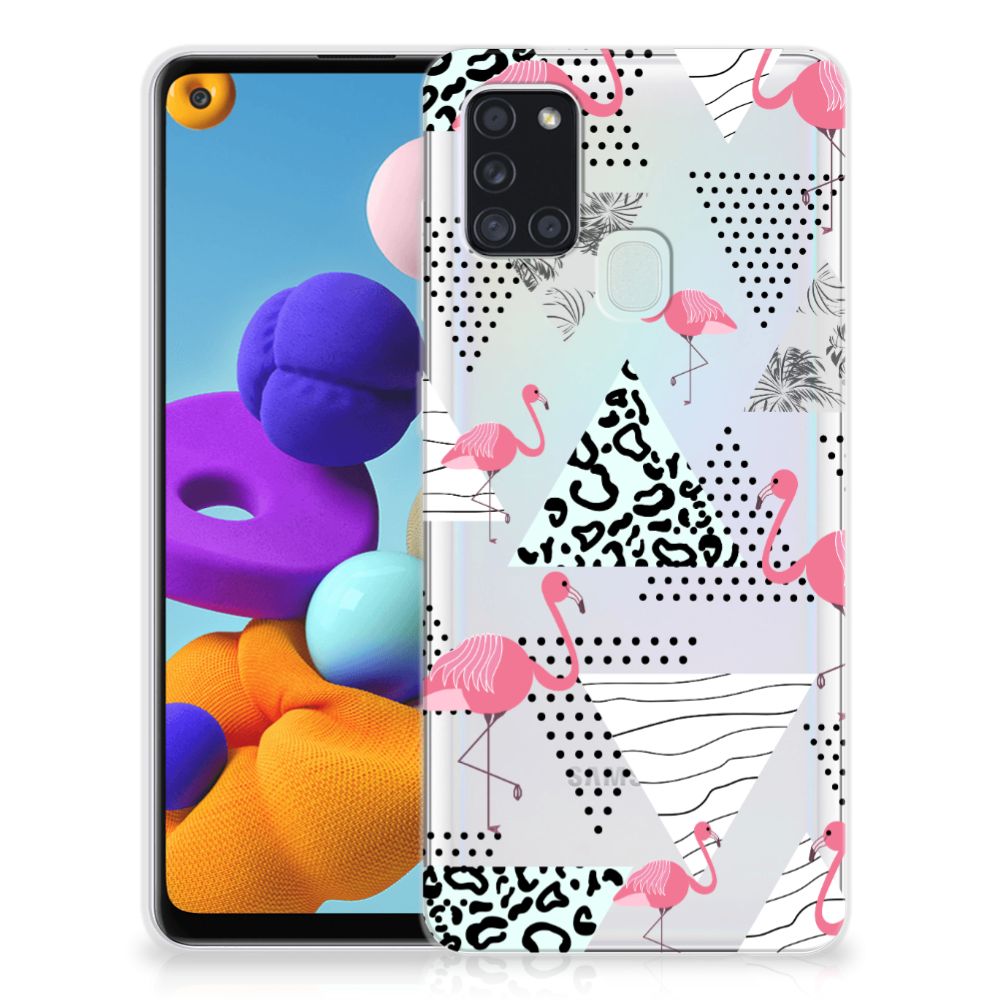 Samsung Galaxy A21s TPU Hoesje Flamingo Triangle