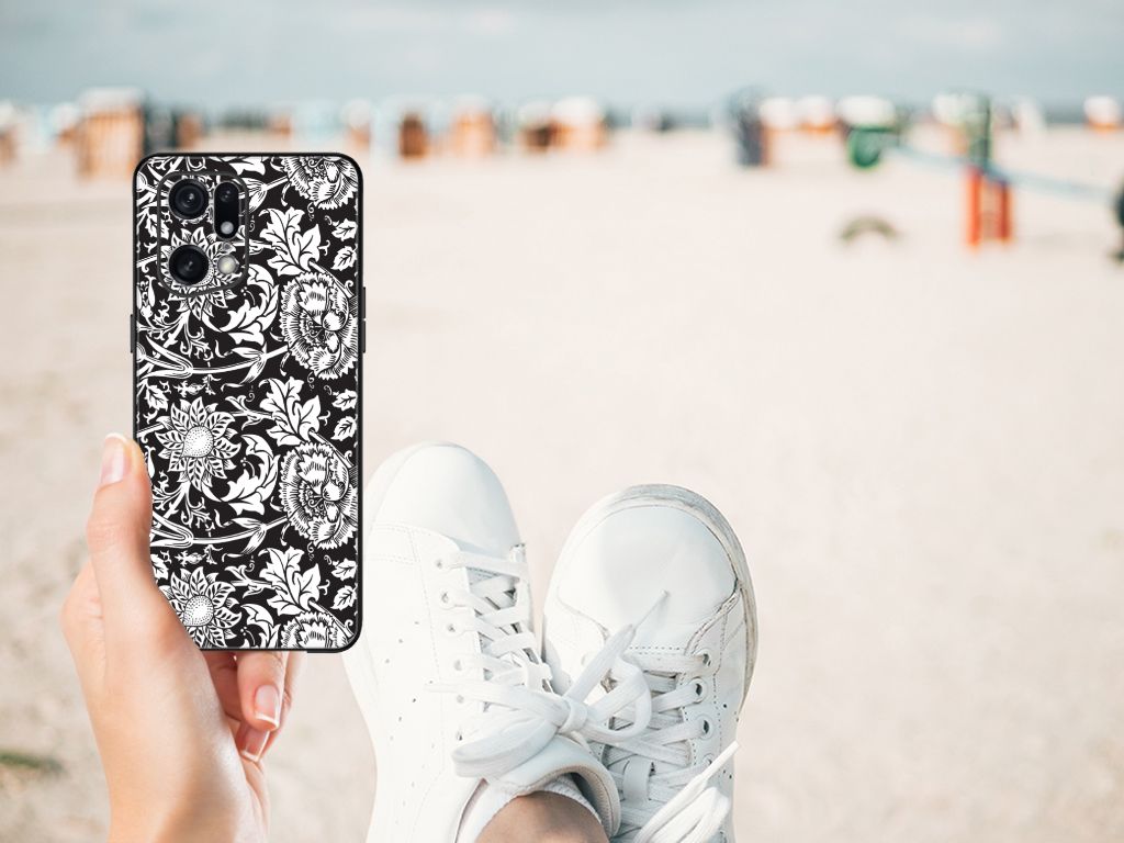 OPPO Find X5 Pro Bloemen Hoesje Black Flowers B2C Telecom
