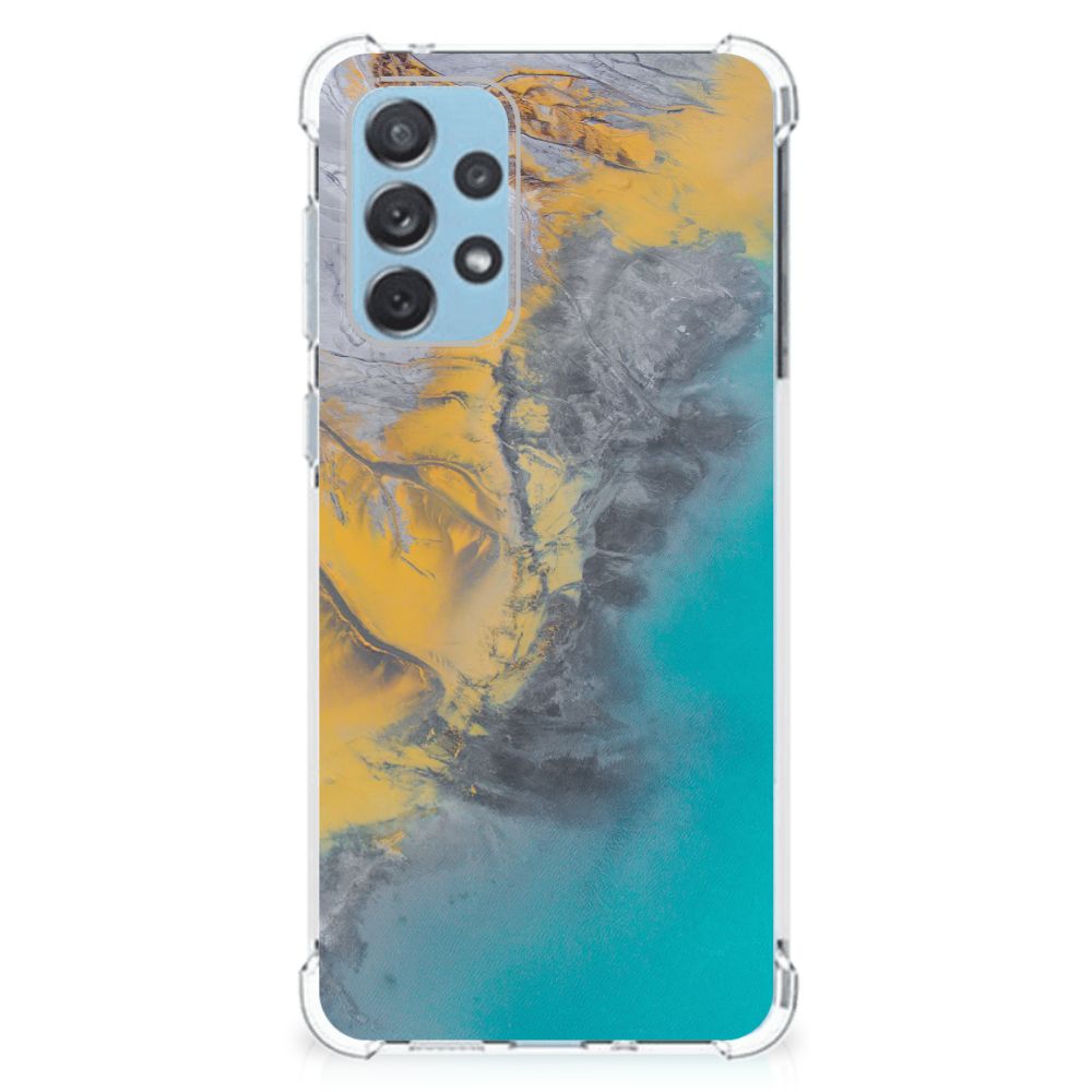 Samsung Galaxy A73 Anti-Shock Hoesje Marble Blue Gold B2C Telecom