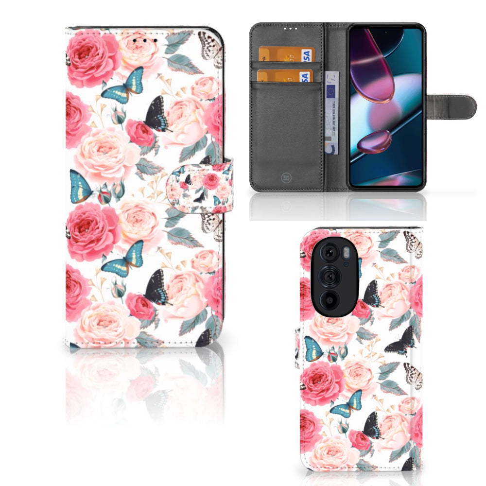 Motorola Edge 30 Pro Hoesje Butterfly Roses