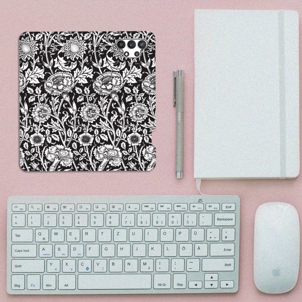 Samsung Galaxy A32 4G | A32 5G Enterprise Editie Smart Cover Black Flowers - B2C Telecom