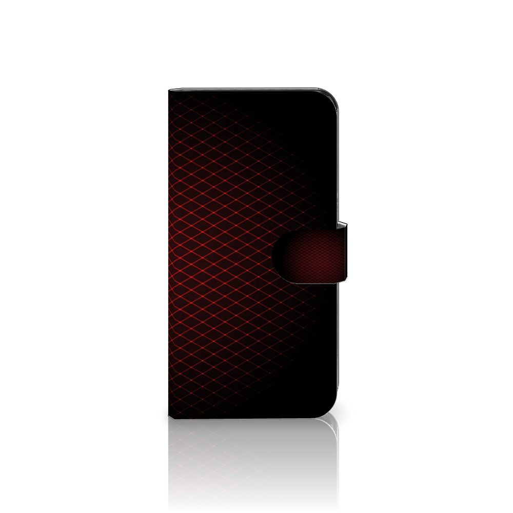 Xiaomi 13 Telefoon Hoesje Geruit Rood met minimalistisch design en ruimte voor 3 pasjes in een uniek roodgekleurd patroon.