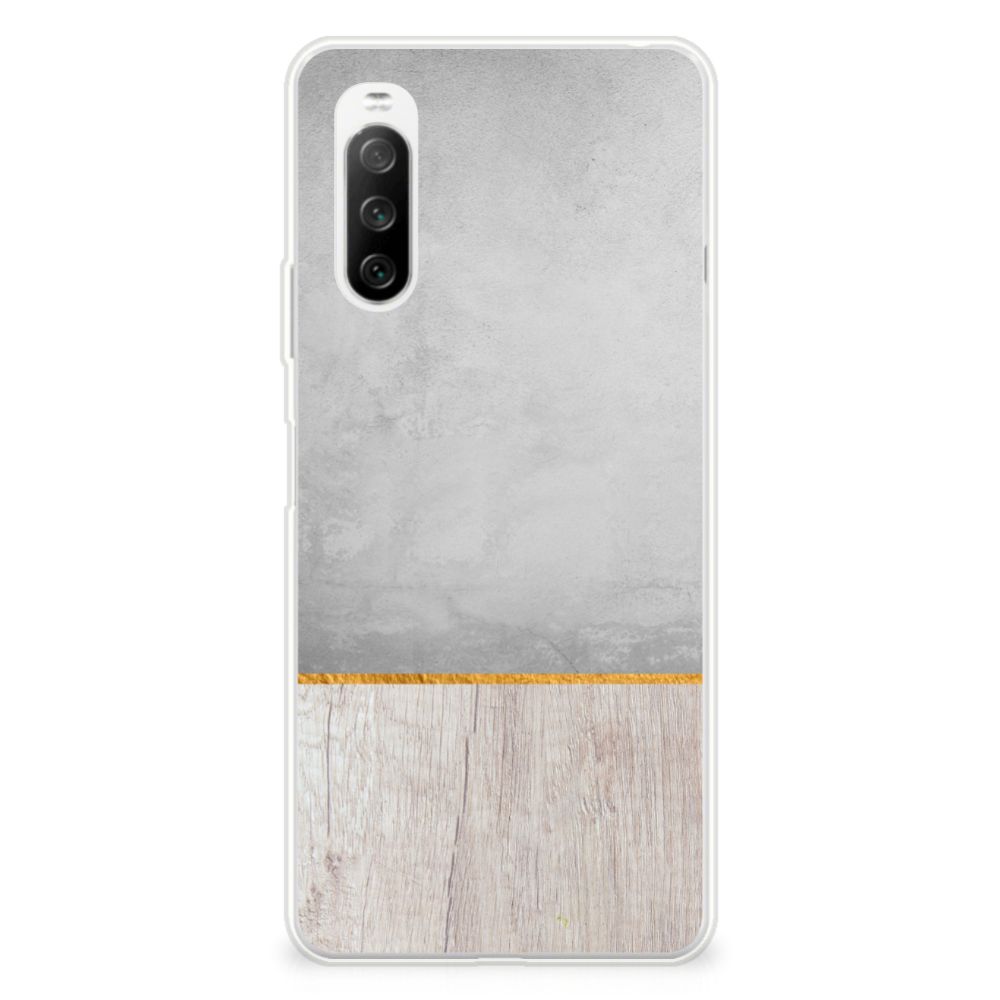 Sony Xperia 10 III Bumper Hoesje Wood Concrete