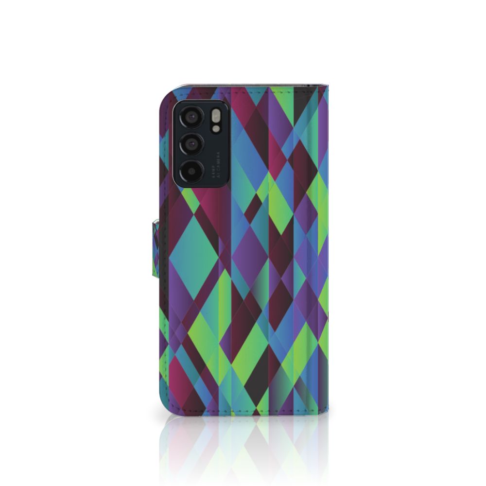 OPPO Reno6 5G Book Case Abstract Green Blue