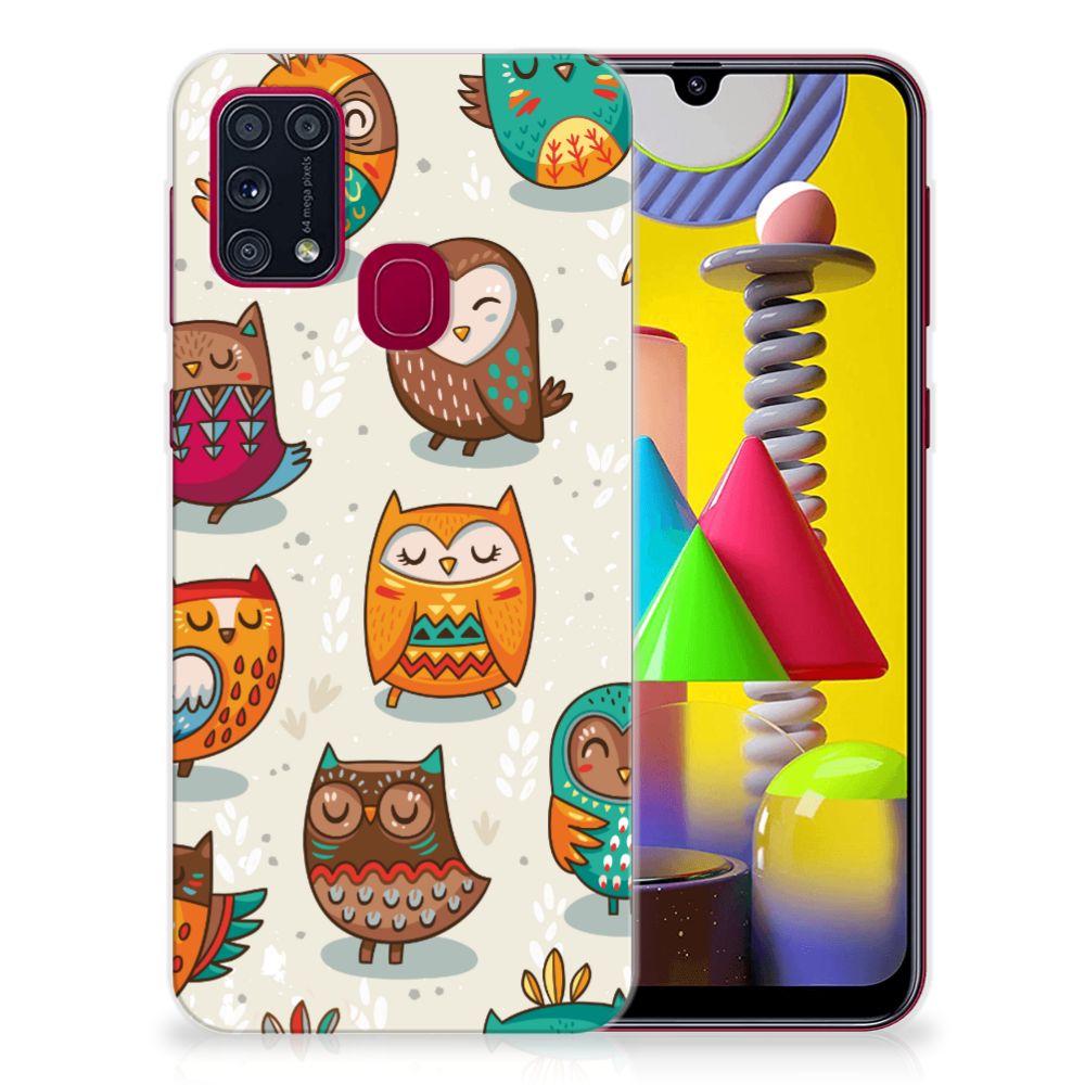 Samsung Galaxy M31 TPU Hoesje Vrolijke Uilen B2C Telecom