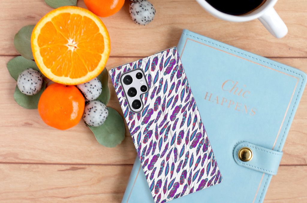Samsung Galaxy S22 Ultra Hoesje met Magneet Feathers Color - B2C Telecom