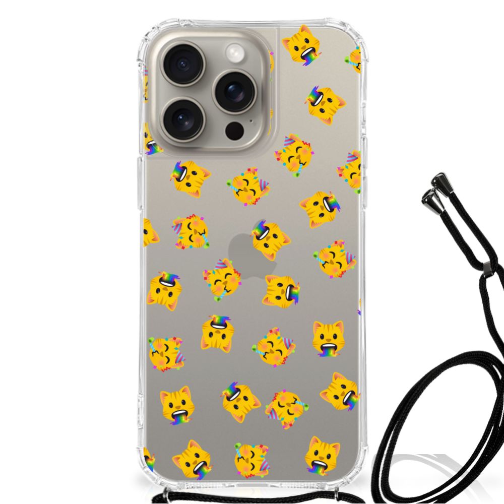 Doorzichtige Silicone Hoesje voor iPhone 15 Pro Max Katten Emojis B2C Telecom
