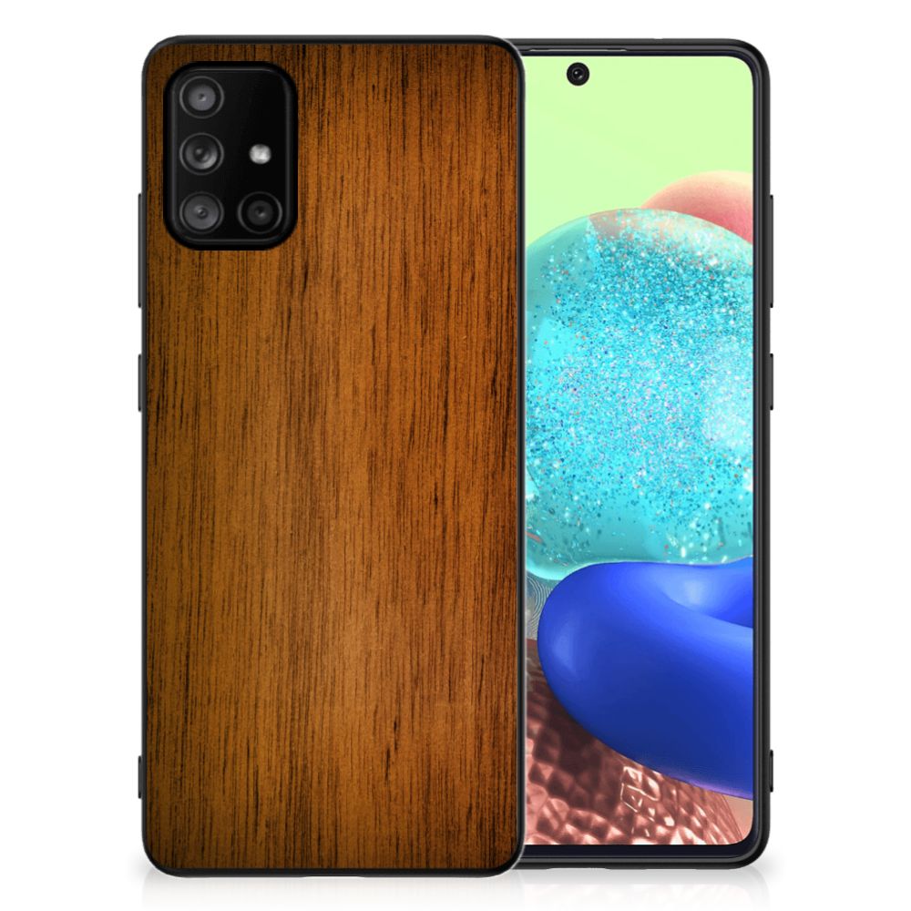 Samsung Galaxy A71 Houten Print Telefoonhoesje Donker Hout