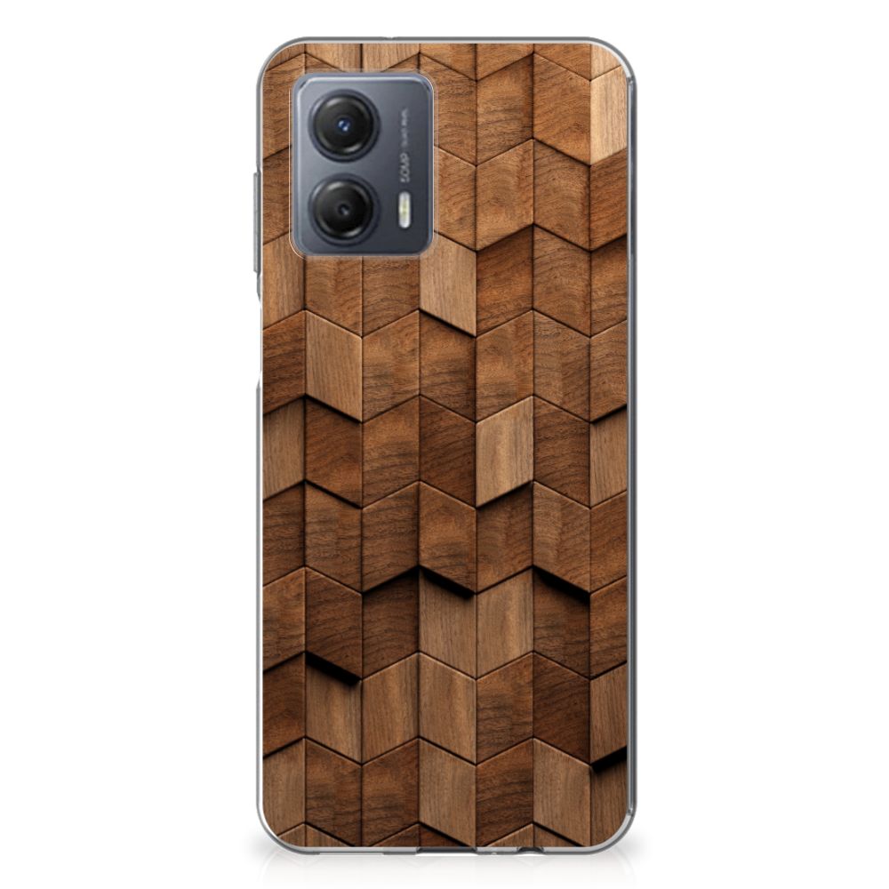 Bumper Hoesje voor Motorola Moto G53 Wooden Cubes