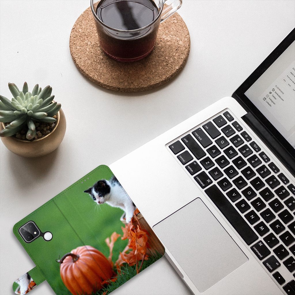 OPPO A15 Telefoonhoesje met Pasjes Kitten