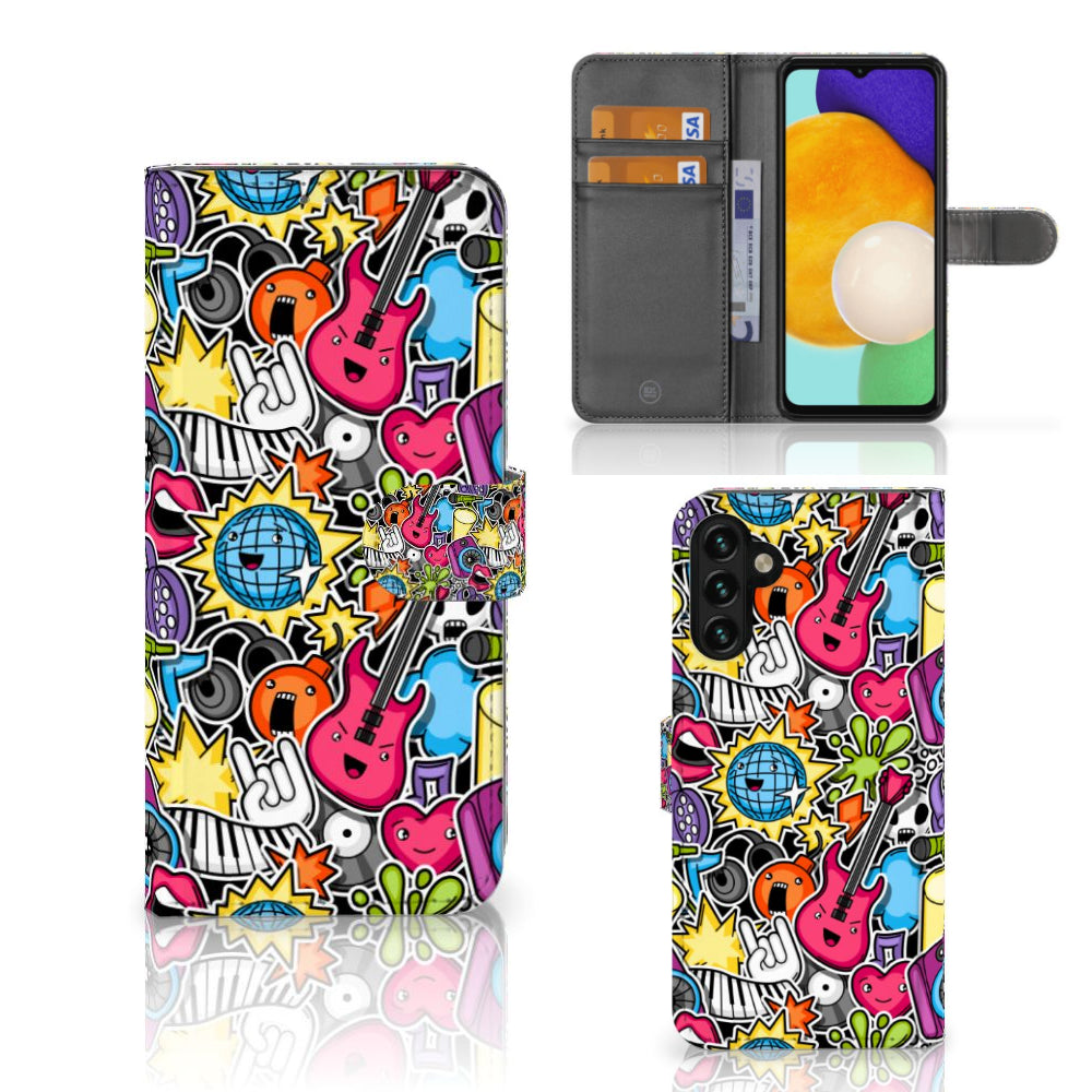 Samsung Galaxy A04s | Samsung Galaxy A13 5G Wallet Case met Pasjes Punk Rock