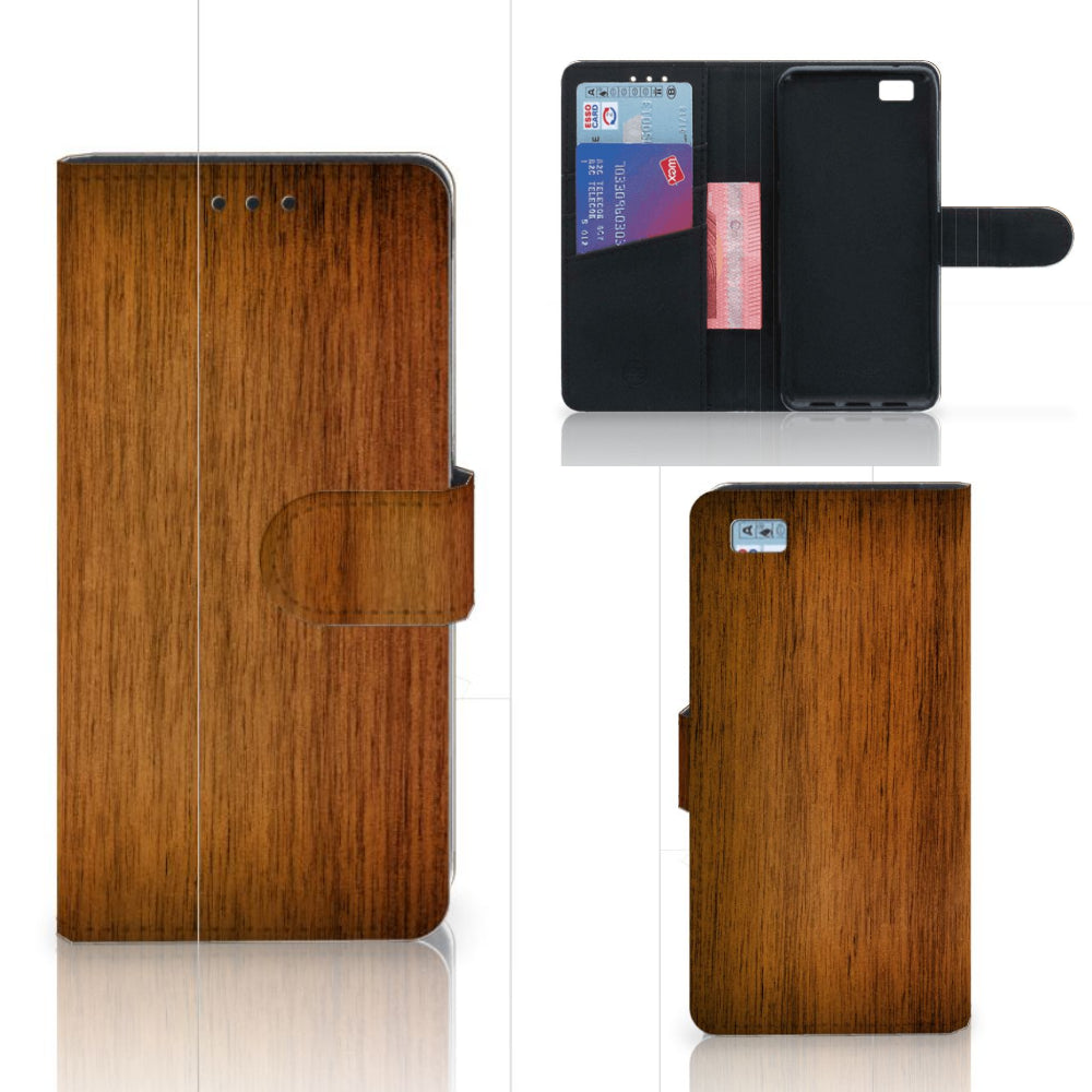 Huawei Ascend P8 Lite Book Style Case Donker Hout