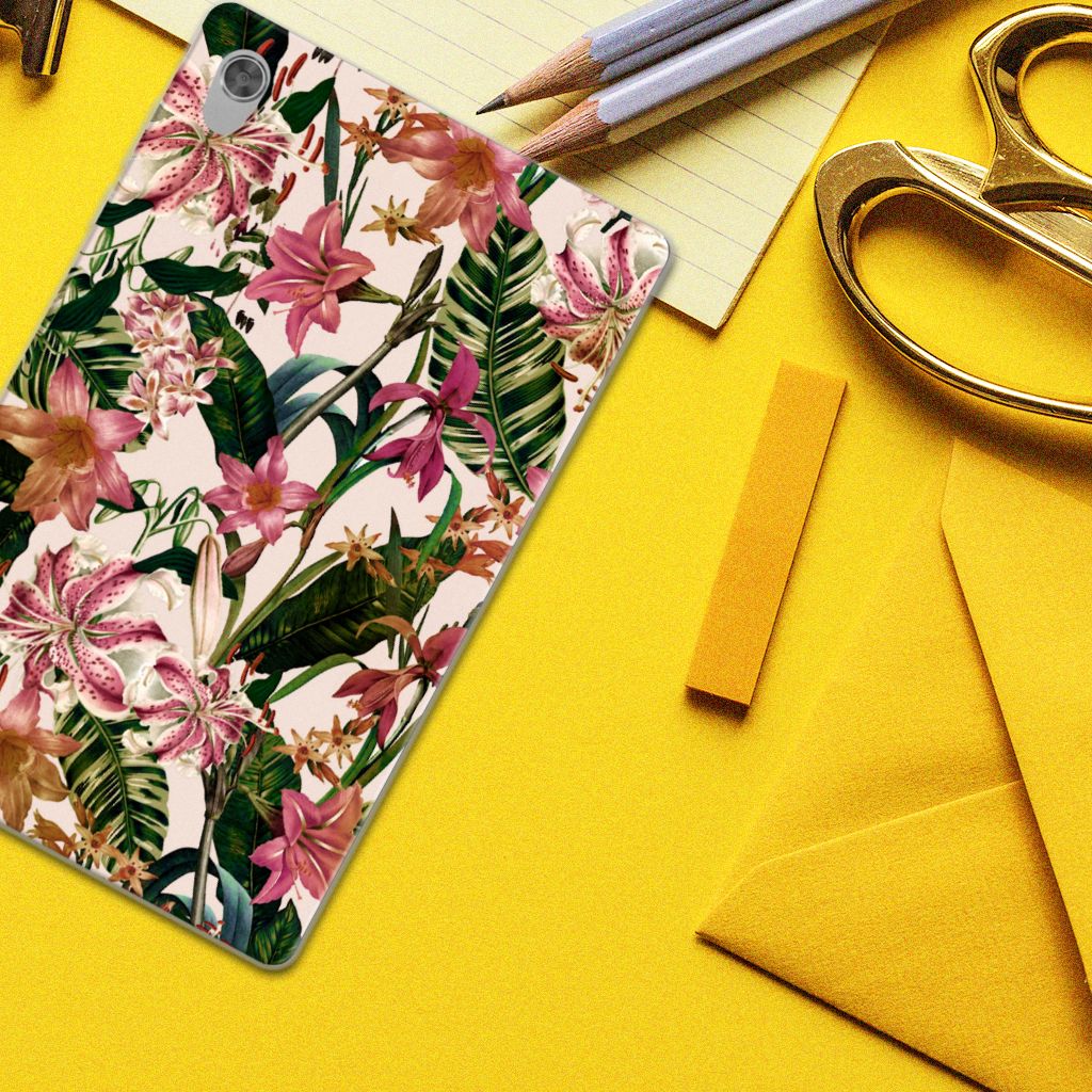 Lenovo Tab M10 HD (2de generatie) Siliconen Hoesje Flowers - B2C Telecom