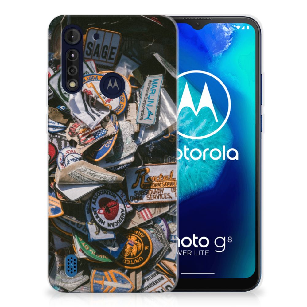 Motorola Moto G8 Power Lite Siliconen Hoesje met foto Badges B2C Telecom