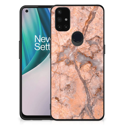 OnePlus Nord N10 5G Marmeren Print Telefoonhoesje Marmer Oranje