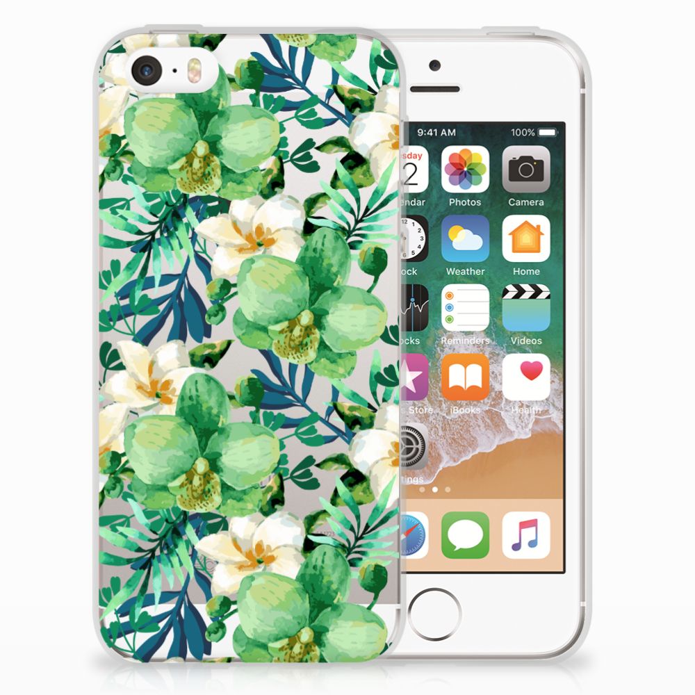 Apple iPhone SE | 5S TPU Case Orchidee Groen