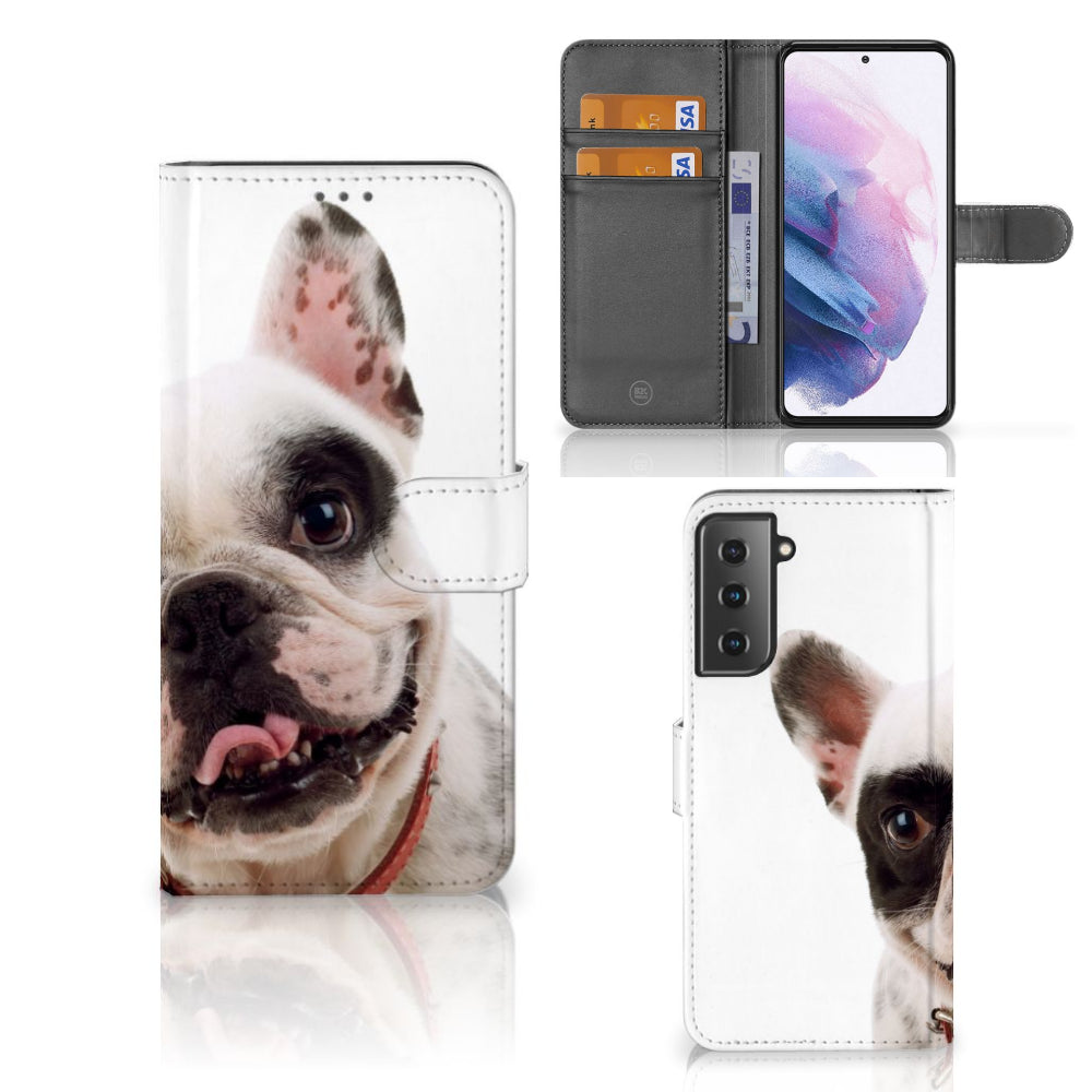 Samsung Galaxy S21 Plus Telefoonhoesje met Pasjes Franse Bulldog