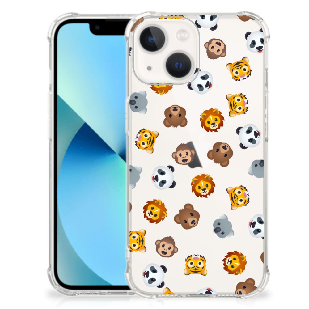 Doorzichtige Silicone Hoesje voor iPhone 13 mini Dieren Emojis - B2C Telecom