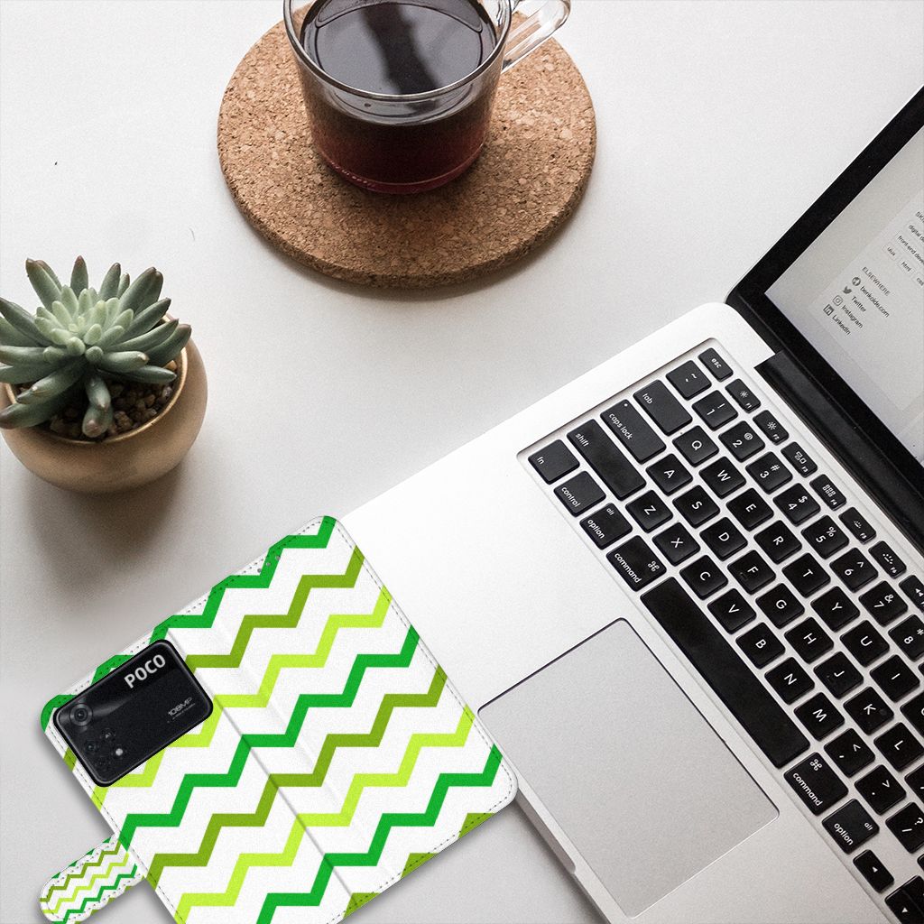 Xiaomi Poco X4 Pro 5G Telefoon Hoesje Zigzag Groen