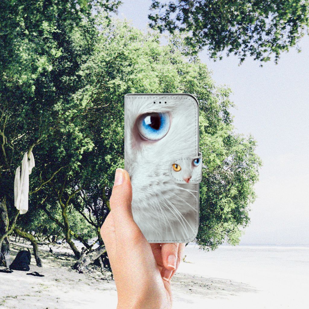Apple iPhone 11 Pro Telefoonhoesje met Pasjes Witte Kat