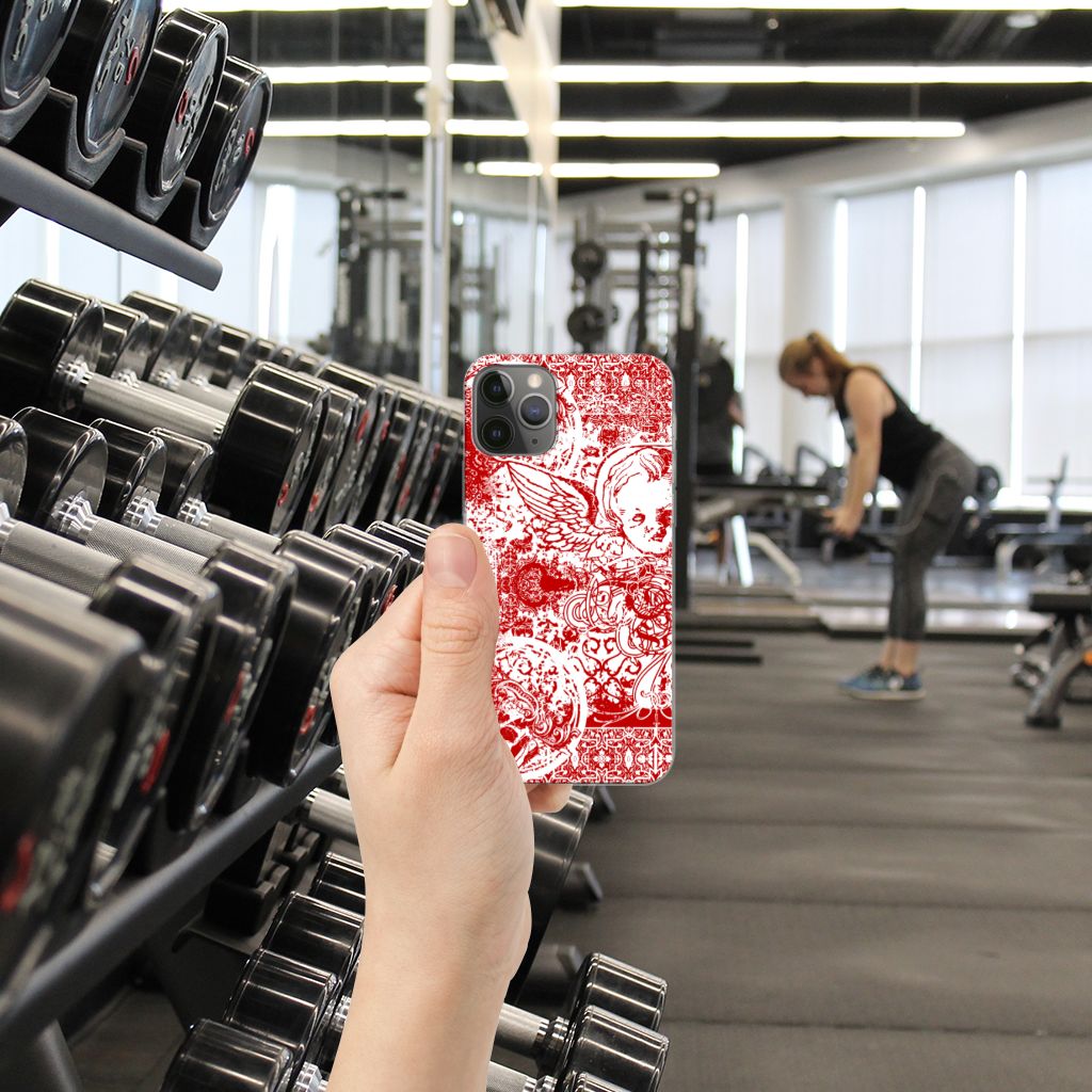 Silicone Back Case Apple iPhone 11 Pro Angel Skull Rood