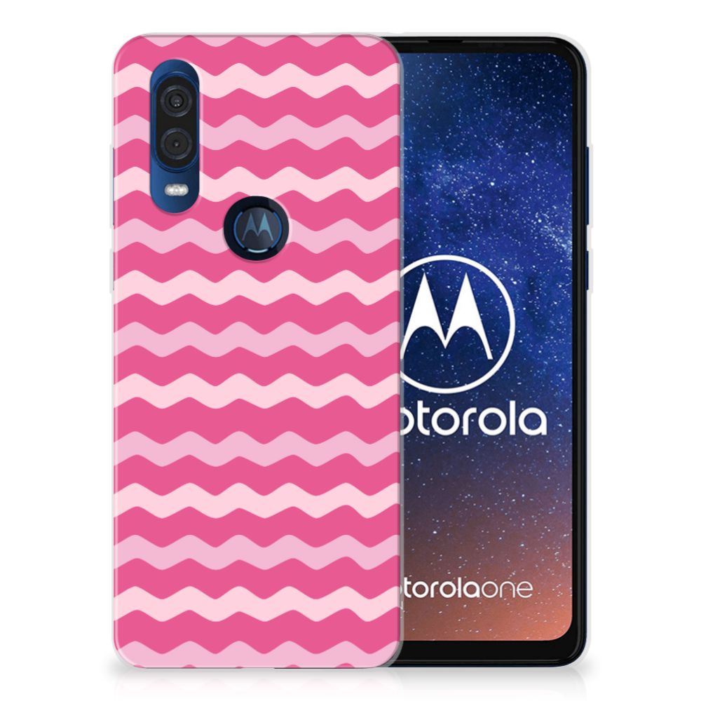 Motorola One Vision TPU bumper Waves Pink